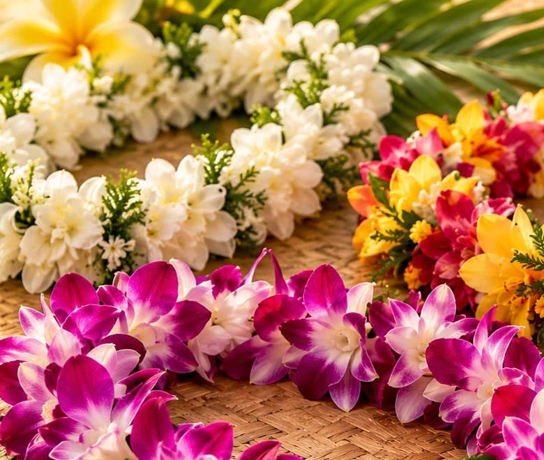 Tropical lei flowers