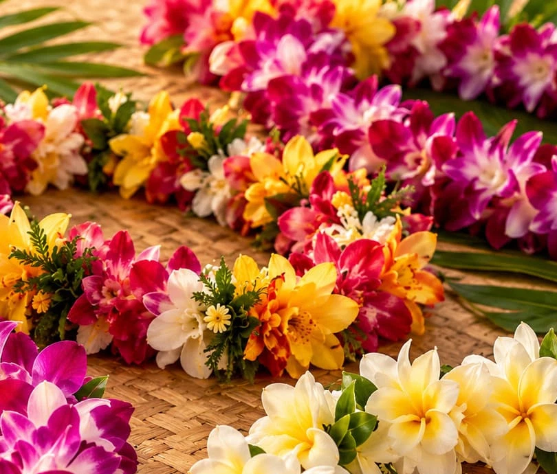 Tropical lei flowers