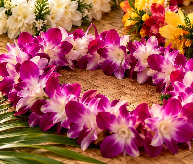 Tropical lei flowers