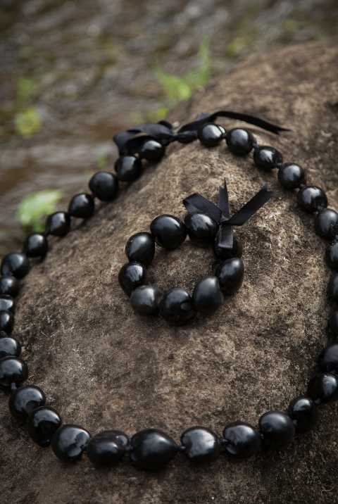 Kukui Nut Lei - glossy long lasting lei made from traditional Hawaiian nuts (not edible)